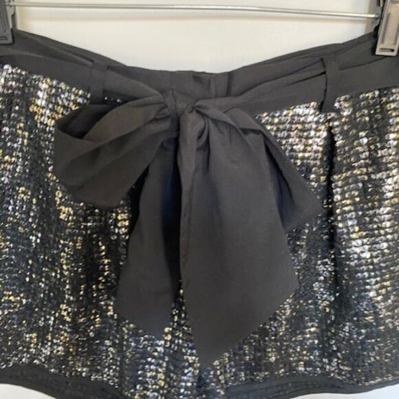 NWT BCBG Max Azria Black Sparkly Sequin Shorts Satin Bow Tie Sz XS - Picture 5 of 10
